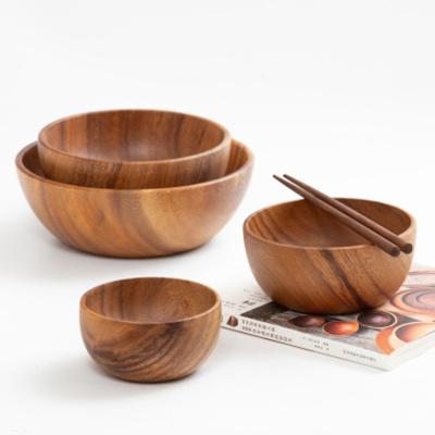 China 2021 High Quality Disposable Christmas Gifts and Wholesale Acacia Wooden Bamboo Wood Salad Bowl Large Soup Bowl for Salad and Fruit for sale