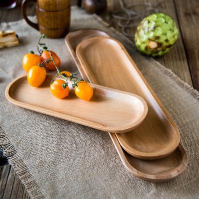 China Beech Disposable Household And Commercial Long Solid Wood Dish And Dish Bread Display Dish for sale