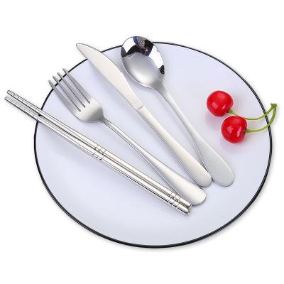 China Sustainable High End 4 Pieces Stainless Steel Hardware Portable Dinner Knife Fork Spoon Chopsticks Tableware for sale