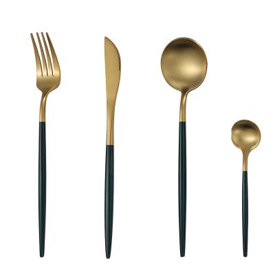 China 4 Pieces Viable Forging Aristocratic Western Color Table Knife Dinner Spoon Fork Teaspoon Tableware Sets for sale