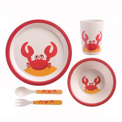 China Sub-grid Eco-Friendly Wholesale Viable Fiber Bamboo Kids Eat Rice Bowl Tableware Set Cartoon Airplane Shape for sale