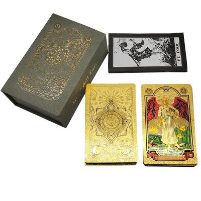 China Wholesale Entertainment Gold Foil Tarot Deck Board Game Cards Customized Plastic Oracle With Magnetic Flip Box for sale