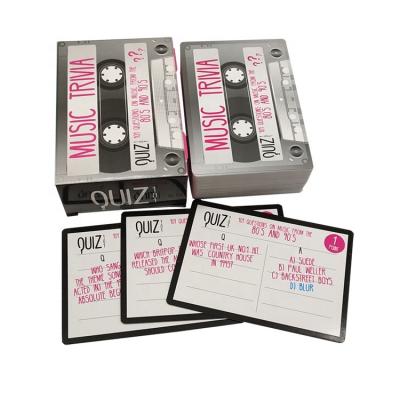 China Custom Printed JP079 Factory Paper Supply Quiz Card Game Printing With Shell Box On 101 Music Trivia Questions for sale