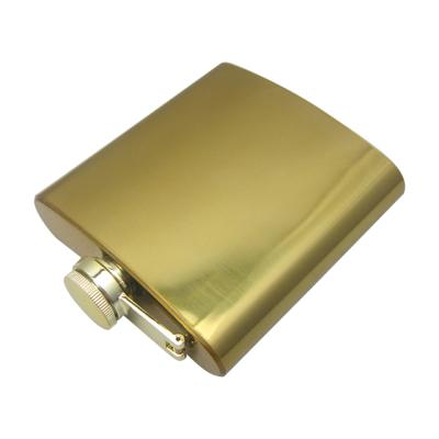 China Fashion And Simple Personalized 6OZ Stainless Steel Gold Plated Hip Outdoor Portable Flask for sale