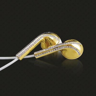 China In-Ear OEM Gold Plated Zircon Diamond In-Ear Earphone for sale