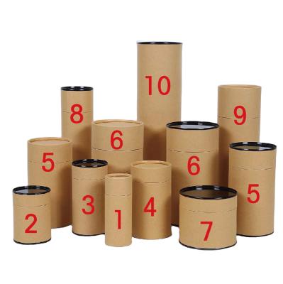 China Recycled Materials OEM Color Lead Food Storage Round Jar Packaging Brown Opens Cylindrical Kraft Paper Gift Box for sale