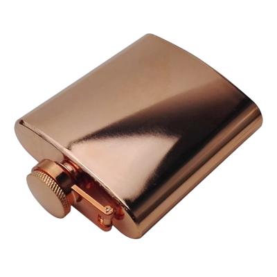 China Hot Sale Fashion And Simple Promotion Flask Liquor Rose Gold Plating Electroplate Stainless Steel Hip Flask for sale