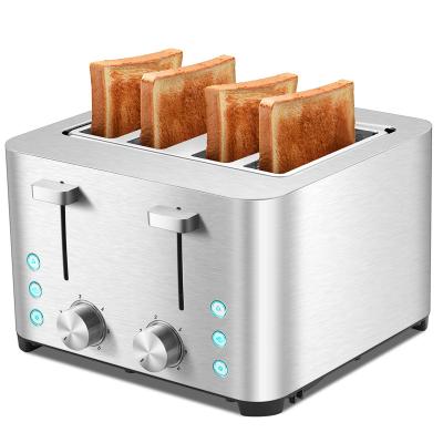 China Hotel 4 Slice Toaster Factory Custom , Stainless Steel Extra Wide Slot Bread Toaster for sale