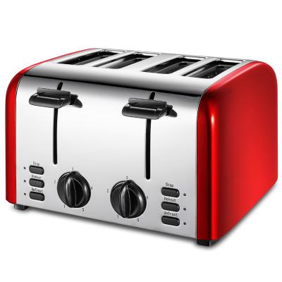 China 2022 New Hotel 4 Slot Toaster Factory Customized,Kitchen Stainless Steel Wide Slot Breakfast Bread Extra Toaster Home Extra Toaster for sale