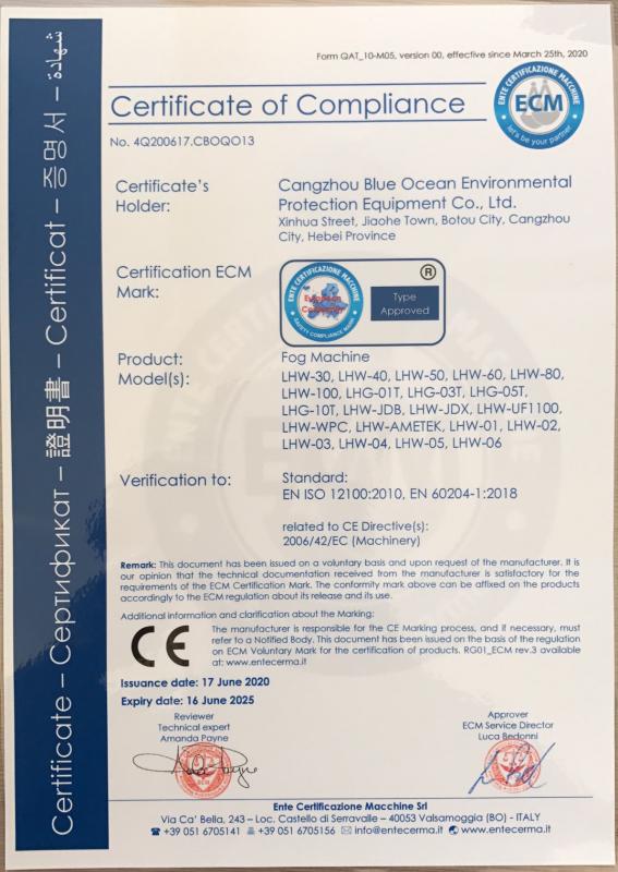 CE - Cangzhou Blue Ocean Environmental Protection Equipment Co., Ltd.