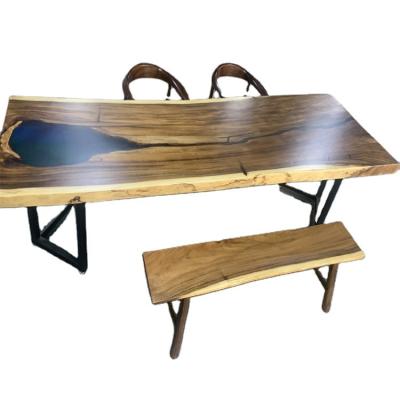 China Adjustable (height) High quality Factory price ready to ship luxury coffee modern ocean river epoxy  dining resin wood table for sale