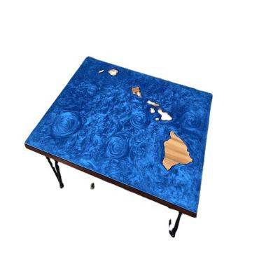 China Adjustable (height) Unique design Factory Direct Restaurant Furniture Walnut table solid wood epoxy resin slab river dining table top for sale