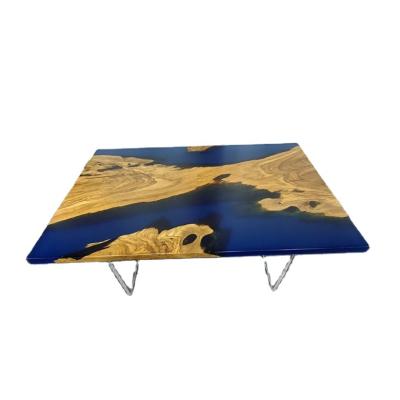 China Adjustable (height) Cheap Price Factory Direct Restaurant Furniture solid Walnut wood epoxy resin slab river dining table top for sale