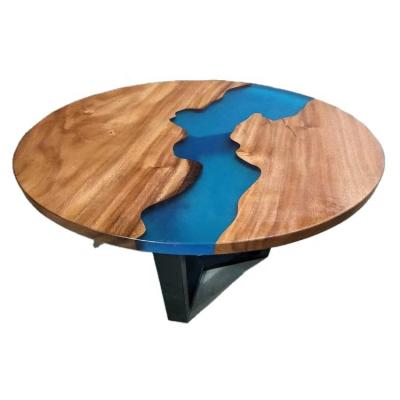 China Adjustable (height) New design Custom round kitchen Resin Epoxy river restaurant dining coffee table for sale