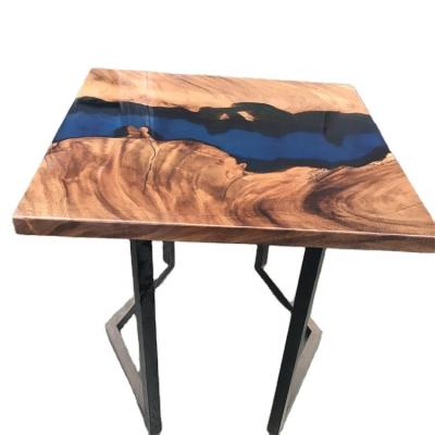 China Adjustable (height) Dining Room Furniture Factory Direct Restaurant Kitchen Solid Walnut Wood Epoxy Resin Slab River Dining Table Top for sale