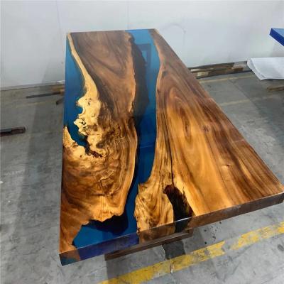 China Adjustable (height) 2023 New Style Modern Coffee Solid Wood River design Dining restaurant table Resin Epoxy table for sale