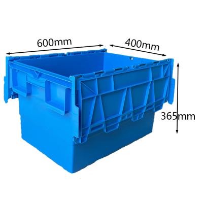 China Custom Folding Stackable Containers 600x400x365mm Tote Box Plastic Moving Collapsible Package Crate Sale In Strong Box for sale