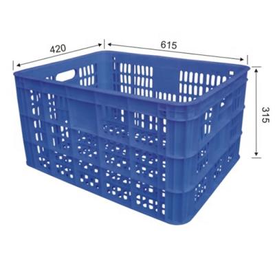 China 69L 615*420*315mm Good Quality HDPE Recyclable Fruit Plastic Movable Fruit Crate High Vending Fruit Vegetable Industrial Storage Crate for sale