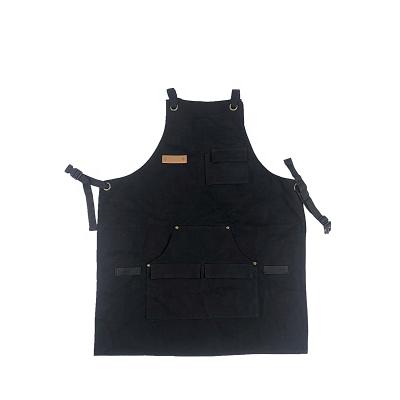 China Durable Adjustable Work Apron For Men Women Canvas Shop Heavy Duty Waxed Black Waterproof Bib for sale