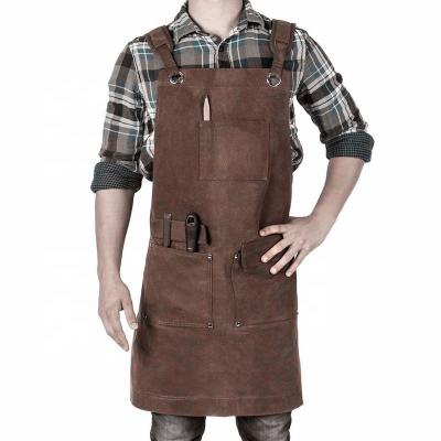 China Heavy Duty Waterproof Waxed Canvas Tidying Up / Storage Apron With Tool Pockets For Men And Women for sale