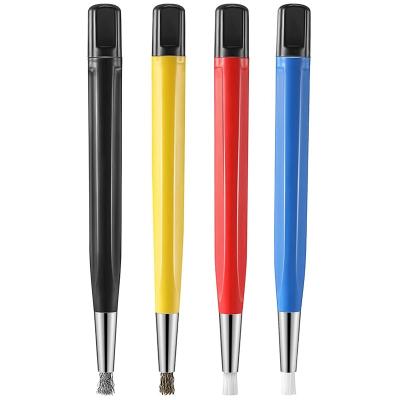 China 4Pcs/Set Rust Removal Brush Pen Glass Fiber/Pen Shape Watch Parts Polishing Cleaning Tool QD3694 Brass /Steel /Nylon Brush for sale