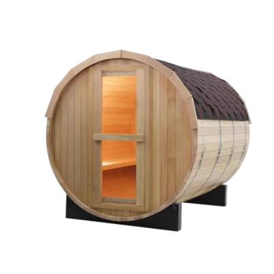 China Outdoor Computer Control Panel Cedar Villa Garden Barrel Sauna for sale