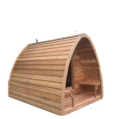 China Red cedar wood triangle room computer control panel 4 people factory manufacturer outdoor sauna sauna for sale