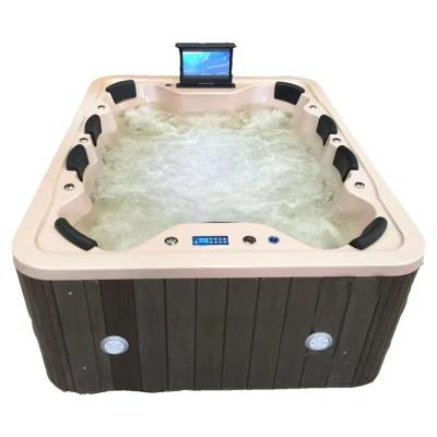 China USA Modern European Hot Sale 6 People Massage Hydraulic Freestanding Hot Tub Whirlpool Garden Party Outdoor SPA With Spa Step for sale