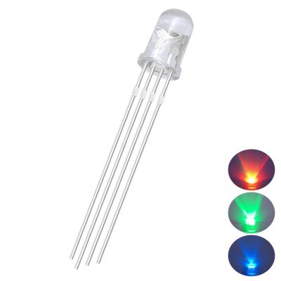 China Factory Hot Sale Full Color Signal Diode RGB Led 5mm 4 Tricolor Pin Common Anode Transparent LED Diode for sale