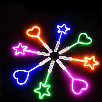 China Modern Big Five-pointed Star Love LED Stick Toy Neon Glowing Fluorescent Cheering Stick for sale