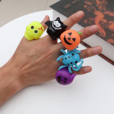 China Popular Ghost Head Pumpkin Halloween Gift Party Prom Party Finger Light Pumpkin Glowing Toys Small Bat Ring Glowing Toys for sale