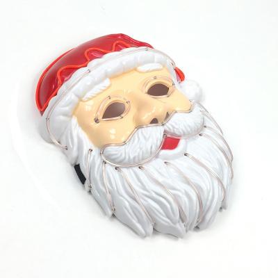 China Santa Claus Plastic Light Decoration Party Control LED Glowing Masked Props Christmas Plastic Light Decoration Sound Luminous Masked Funny Atmosphere for sale