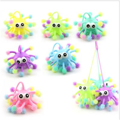 China 2021 New Toys Eco-friendly LED Popper Ball Eye Puffer Octopus Cute Splat Toy Big Light Up Puffer Balls On A String for sale