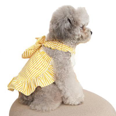 China Pet Bow Skirt Summer Viable Poodle Dog Clothes Striped Princess Dress Pet Clothes Cat Skirt Thin for sale