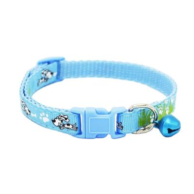 China Cartoon Viable Dog Printed Cut Out Collar Pet Neck Strap With Small Bell for sale