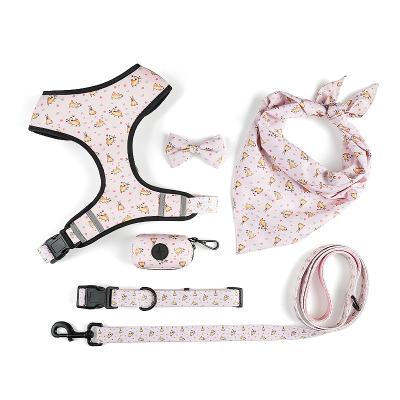 China Lights 2021 Hot Selling Custom Made Neoprene Dog Harness Set Reversible Matching Dog Harness Leash Dog Harness Set for sale