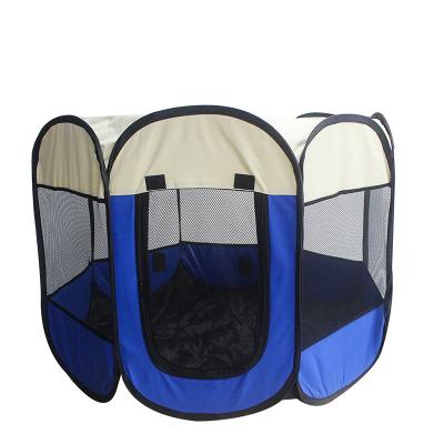 China Portable Breathable Large Space Puppy Kennel Folding Cat Dog House Octagonal Cage Pet Delivery Room for sale