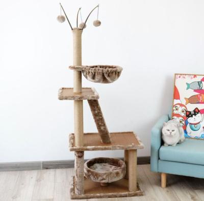 China Viable Wholesale Luxury Pet Mansion Hardware Can Be Customized Pet Apartment Sisal Wood Cat Tree Furniture for sale