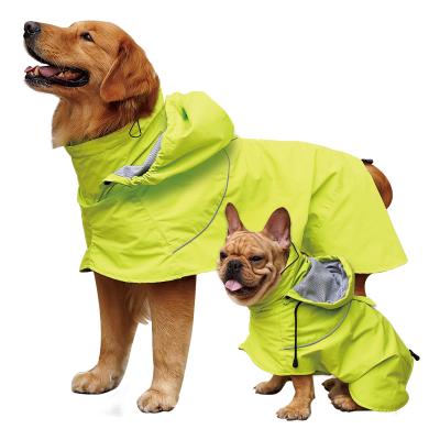 China 2019 Sustainable Best Quality L Size Green Dog Raincoat With Harness And Hood for sale