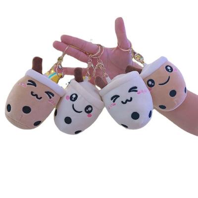 China Cute Kids Gift 12cm Milk Key Chain Kids Tea Cup Plush Toy Toddler Plush Hanging Key Chain for sale