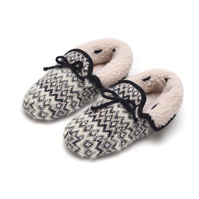 China Cashmere Plush Cotton Anti-skid Plaid Shoes Indoor Warm Non-slip Slippers For Women for sale