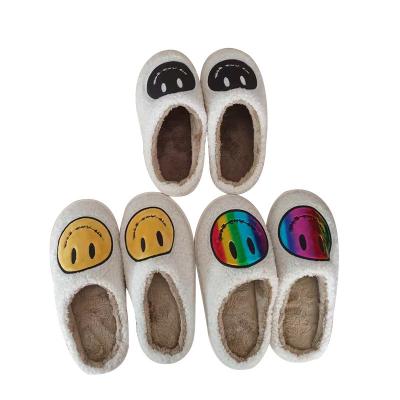 China Lovers Plush Smile Face Slipper Happy Winter Autumn Antiskid Slipper Lovers Women Cotton Indoor Warm Shoes for sale