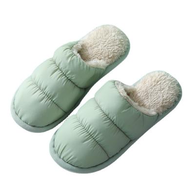 China Cheap Winter Cotton Family Shoes Ladies Slippers Plush Warm Indoor Men Indoor Slippers Antiskid for sale