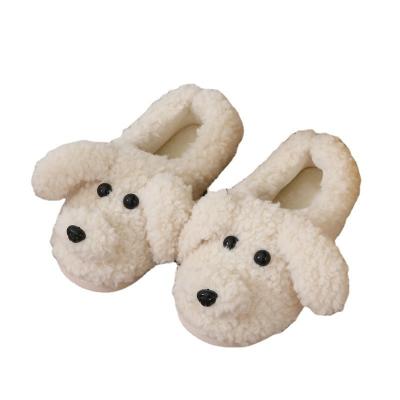 China High Quality Indoor Non-slip Shoes Cute Cartoon Anti-skid Winter Dog Plush Girls Warm Slippers for sale