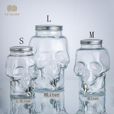 China Wholesale Skull Shape Design Juice /beer Glass Beverage Dispenser With 2.5L for sale