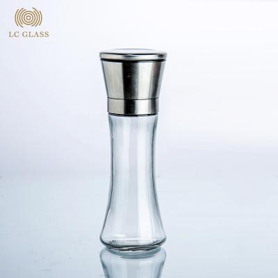 China High Grade 6oz 180ml Spice Grinder Glass Bottle Salt Pepper Shaker Bottles With Stainless Steel Lid for sale