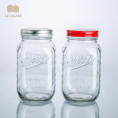 China Modern Wholesale 32OZ Clear Mason Jar Drinking Glass And Mason Jar With Lid for sale