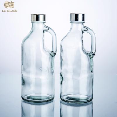 China Wholesale cheap stocked milk glass bottle 1 liter with metal lid for sale