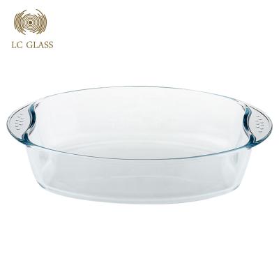 China Sustainable High Borosilicate Glass Oval Baking Dish for sale