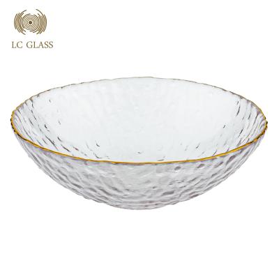 China Viable Wholesale Hollow Crystal Glass Noodle Fruit Salad Bowl Set Decoration for sale